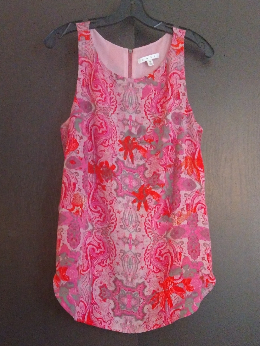 CAbi Pink and Red Paisley Floral Sleeveless Camisole